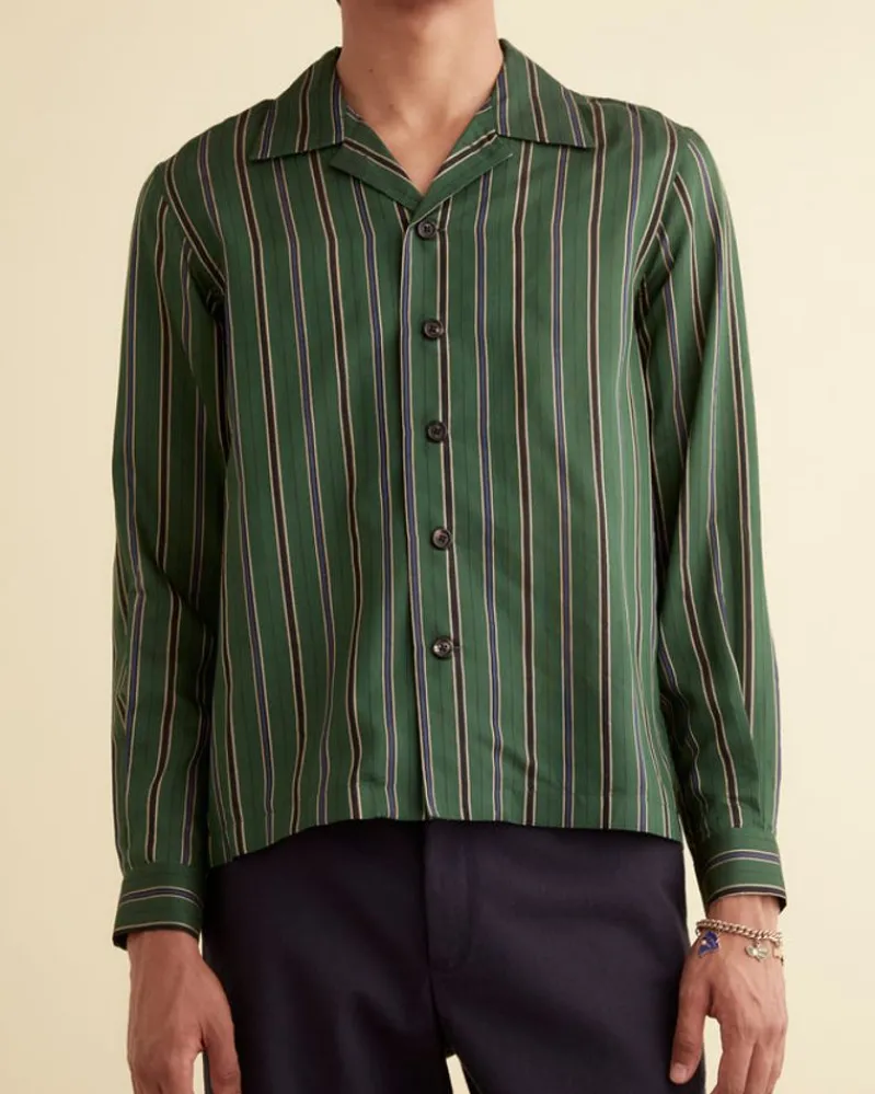 Shirts<BODE Alumni Stripe Long Sleeve Shirt Green