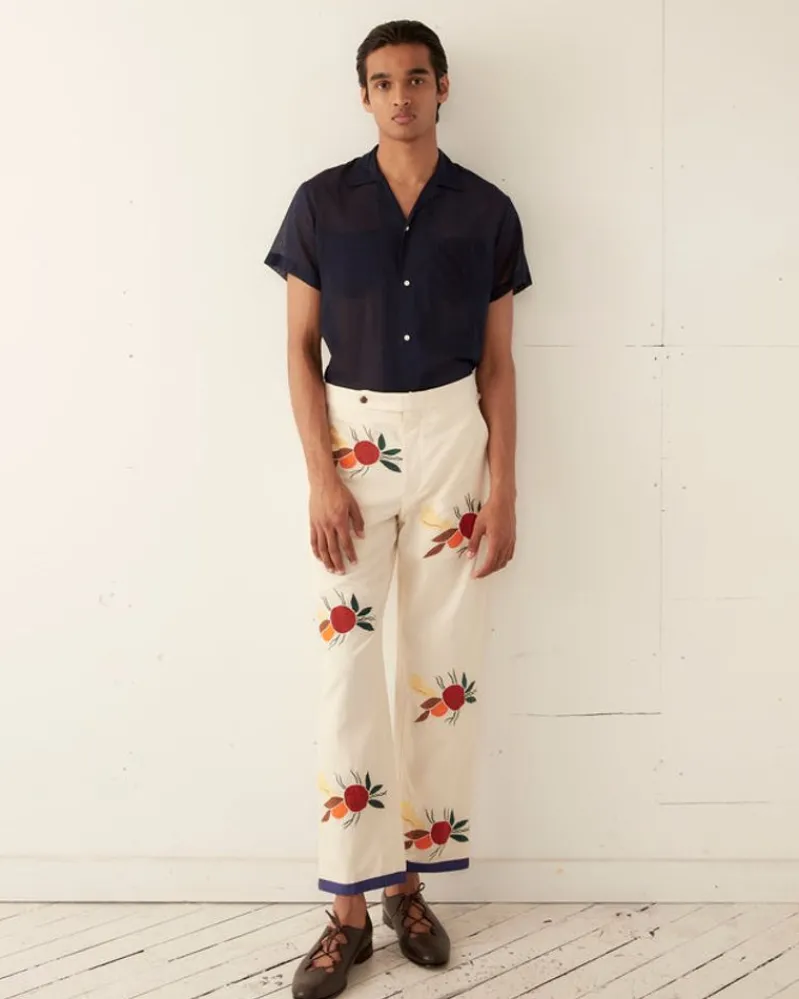 Trousers & Pants<BODE Applique Fruit Bunch Trousers White