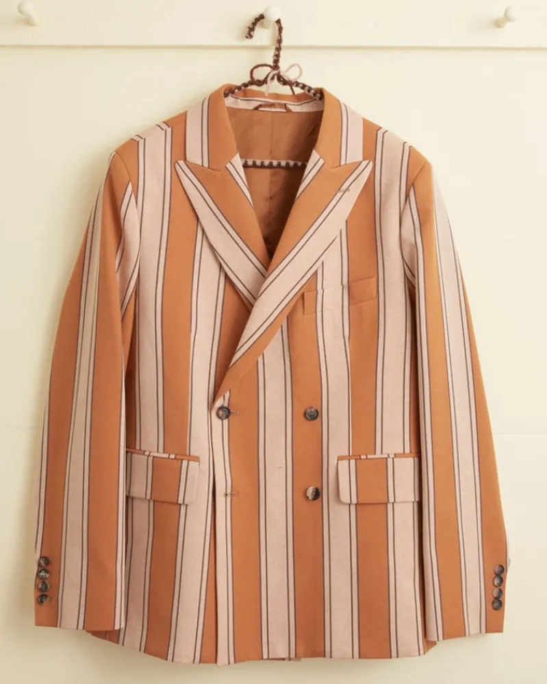 Suiting<BODE Awning Stripe Double-Breasted Suit Jacket Multi