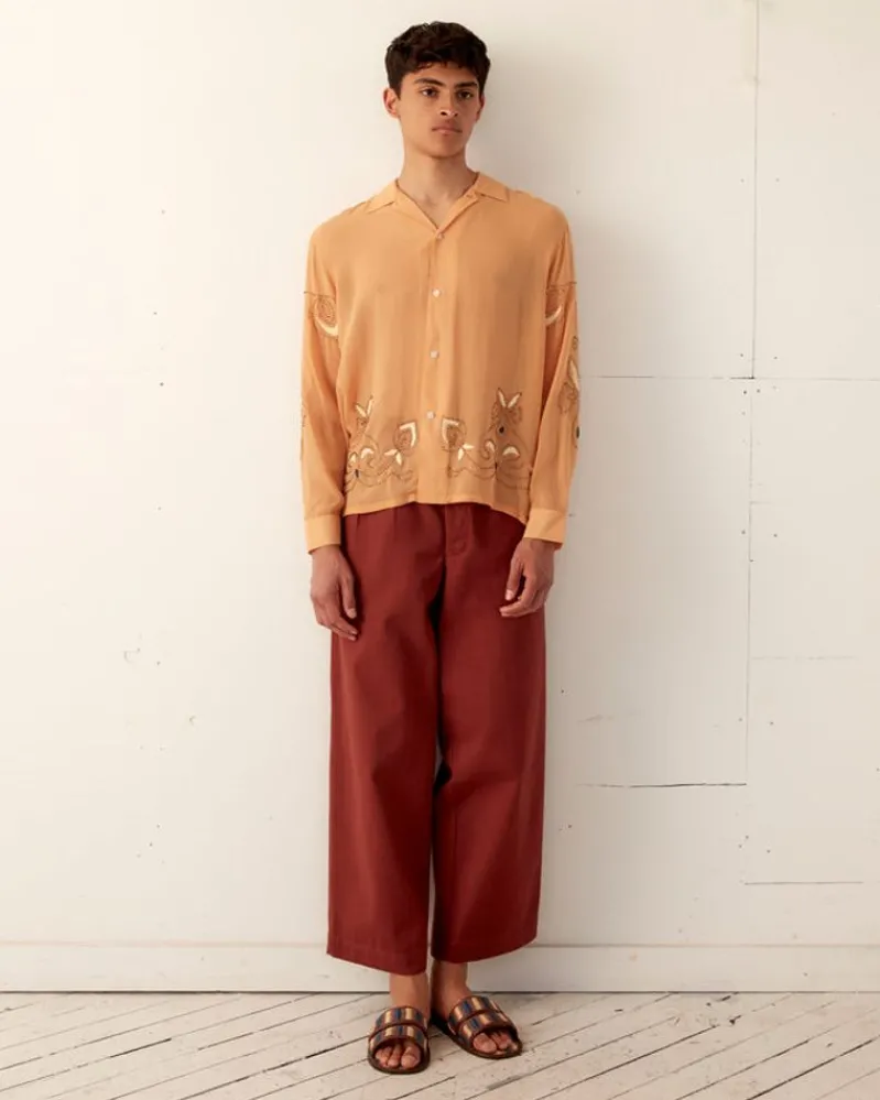Shirts<BODE Beaded Cantaloupe Long Sleeve Shirt Orange