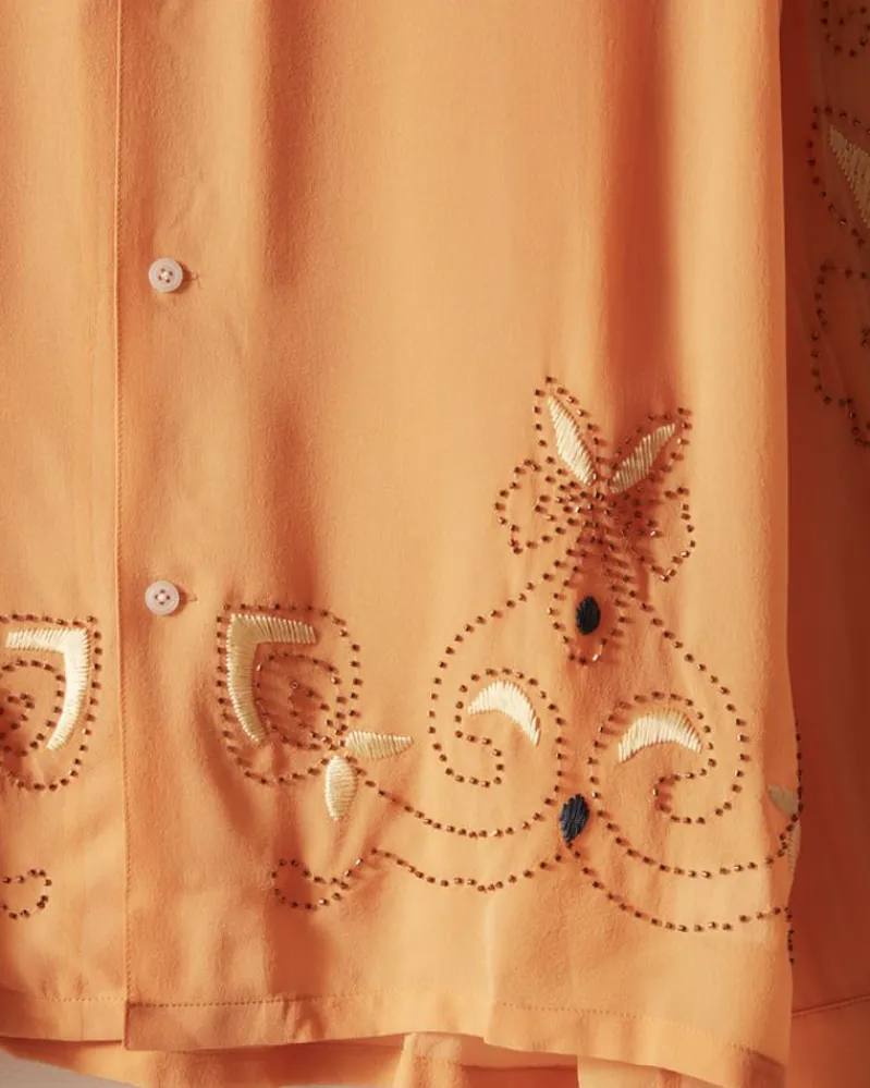 Shirts<BODE Beaded Cantaloupe Long Sleeve Shirt Orange