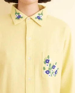 Tops<BODE Beaded Chicory Long Sleeve Shirt Yellow