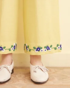 Trousers & Pants<BODE Beaded Chicory Pants Yellow