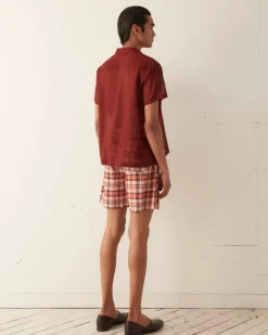Shorts<BODE Beaded Floral Madras Shorts - Red