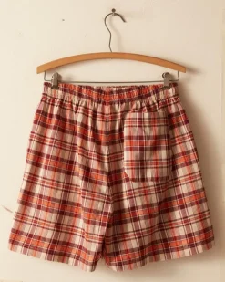 Shorts<BODE Beaded Floral Madras Shorts - Red