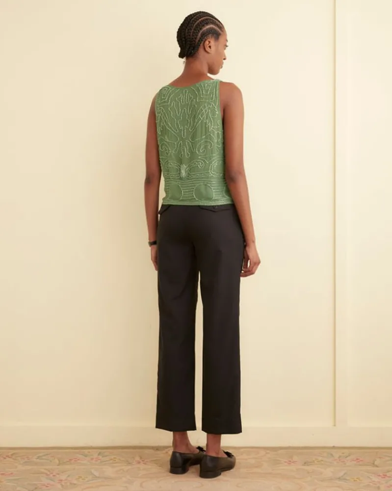 Tops<BODE Beaded Myrtle Shirt Green
