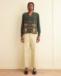Shirts<BODE Beaded Paddock Sampler Long Sleeve Shirt Green/Multi