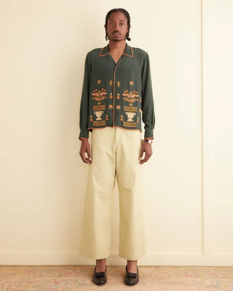 Shirts<BODE Beaded Paddock Sampler Long Sleeve Shirt Green/Multi