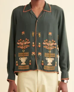 Shirts<BODE Beaded Paddock Sampler Long Sleeve Shirt Green/Multi
