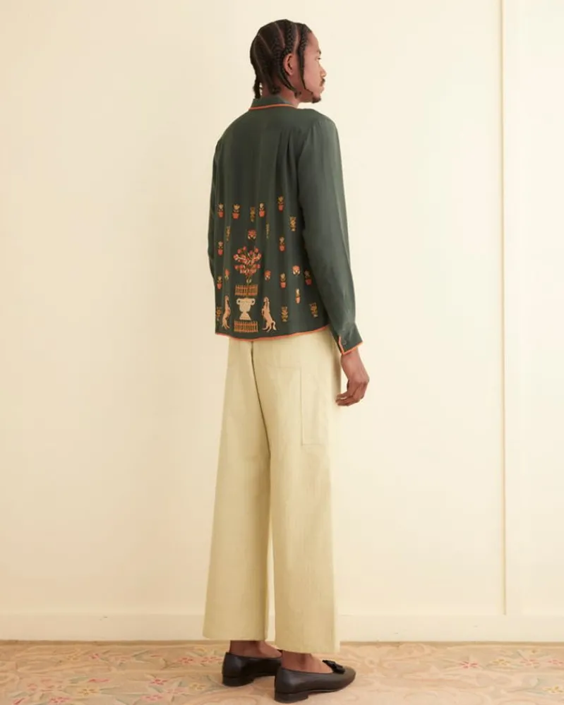 Shirts<BODE Beaded Paddock Sampler Long Sleeve Shirt Green/Multi