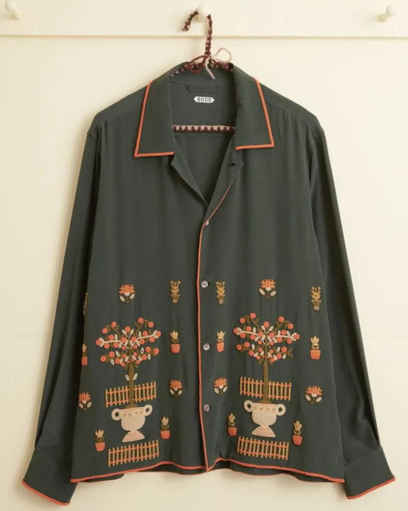 Shirts<BODE Beaded Paddock Sampler Long Sleeve Shirt Green/Multi