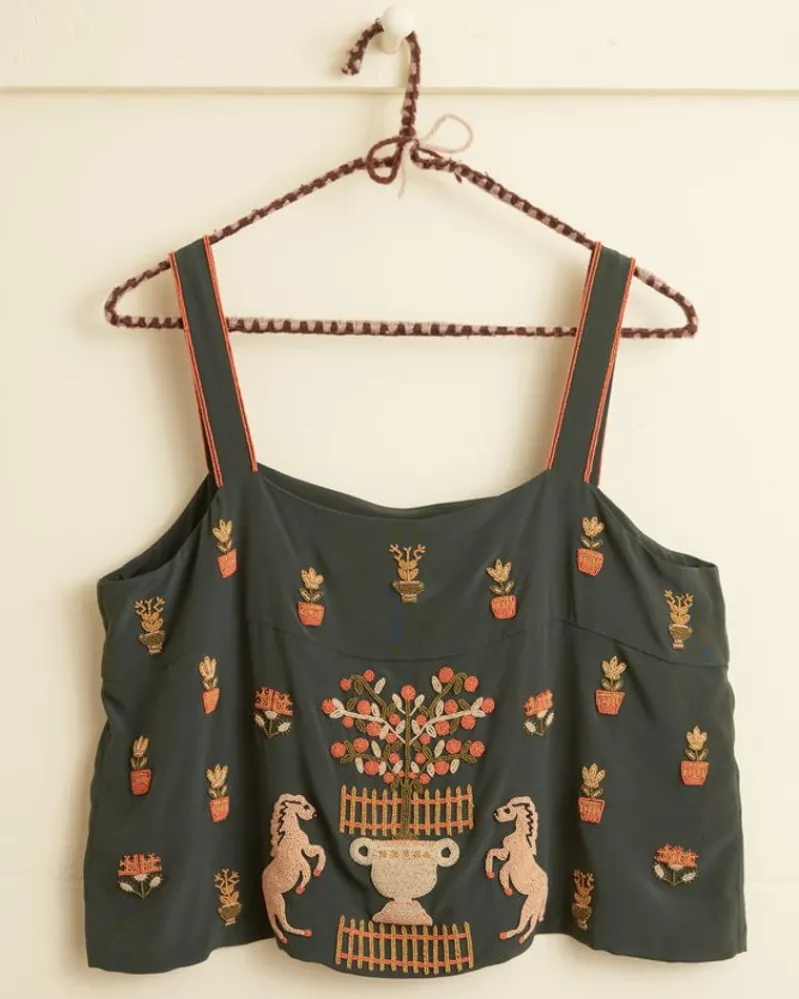 Tops<BODE Beaded Paddock Sampler Tank Green/Multi