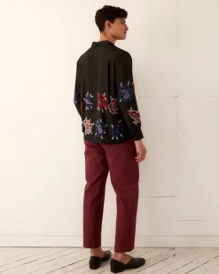 Shirts<BODE Beaded Poppy Long Sleeve Shirt Black
