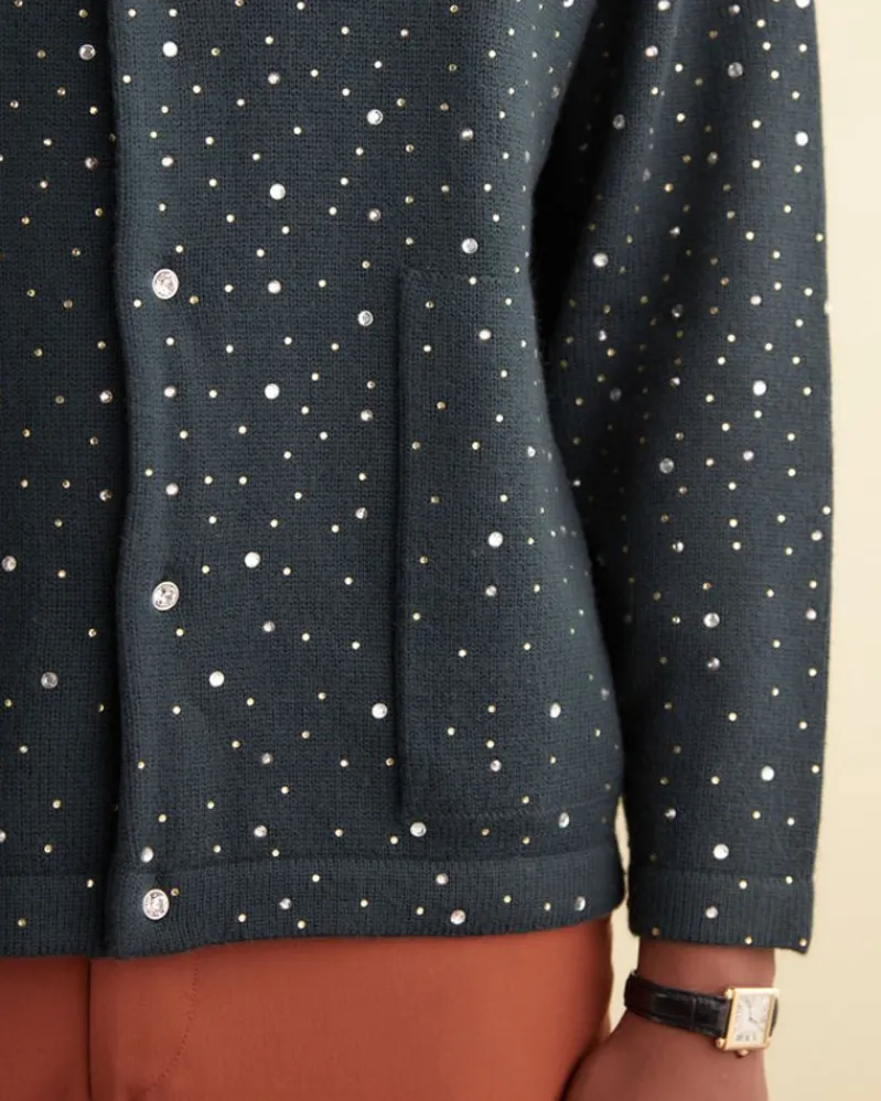 Knitwear<BODE Beaded Solid Cardigan Blue