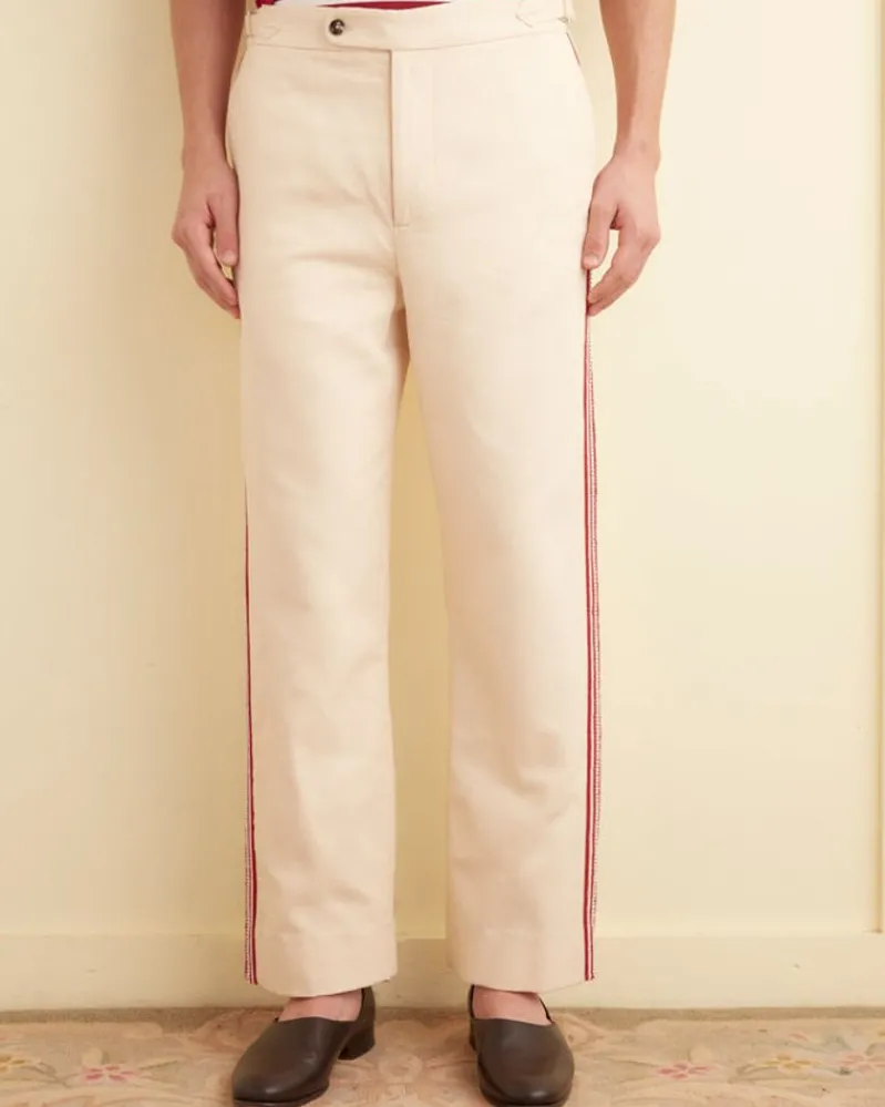 Trousers & Pants<BODE Beaded Stria Trousers Cream