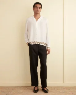 Shirts<BODE Beaded Wheat Flower Long Sleeve Shirt White