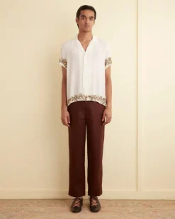Shirts<BODE Beaded Wheat Flower Short Sleeve Shirt White