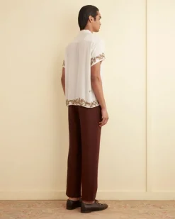 Shirts<BODE Beaded Wheat Flower Short Sleeve Shirt White