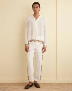 Trousers & Pants<BODE Beaded Wheat Flower Trousers Cream