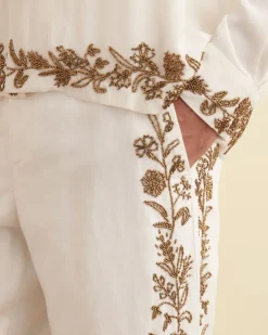 Trousers & Pants<BODE Beaded Wheat Flower Trousers Cream