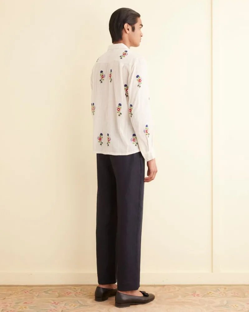 Shirts<BODE Beaded Wildflower Long Sleeve Shirt White/Multi