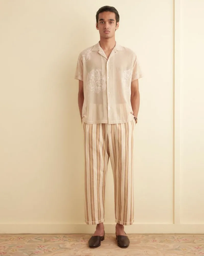 Trousers & Pants<BODE Blonde Stripe Pajama Pants Yellow
