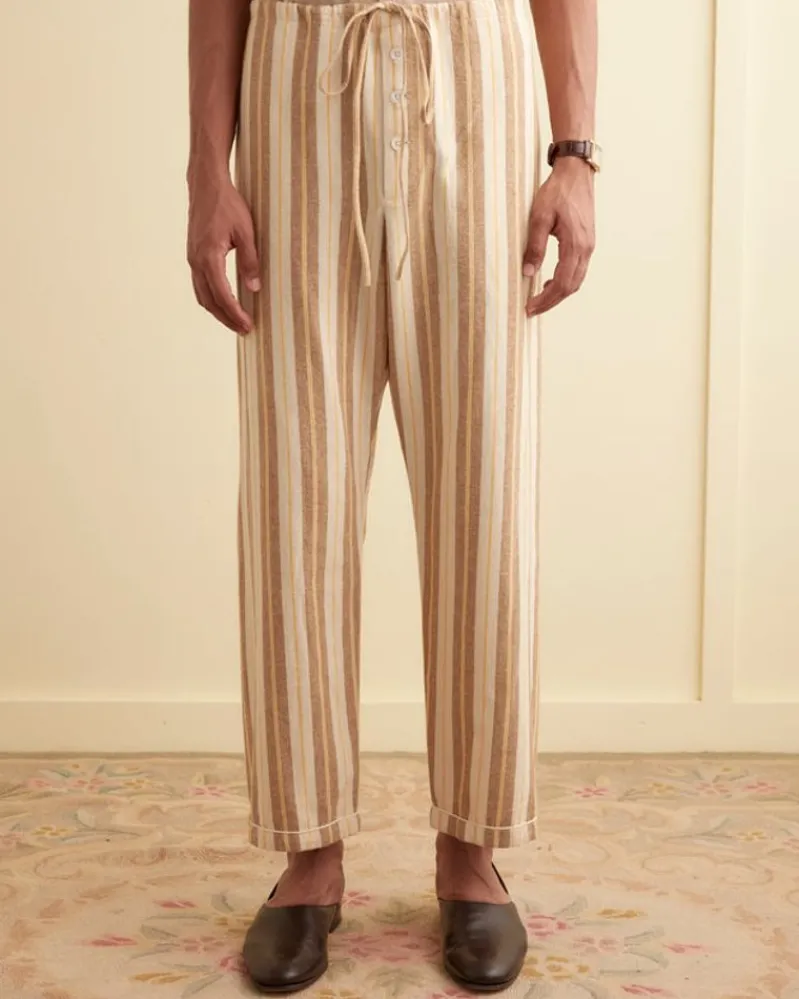 Trousers & Pants<BODE Blonde Stripe Pajama Pants Yellow