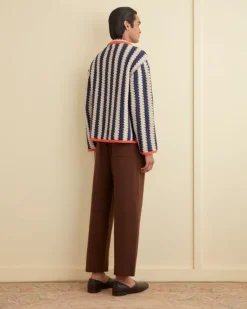 Knitwear<BODE Bold Stripe Cardigan - Blue/Cream