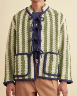 Knitwear<BODE Bold Stripe Cardigan - Green/Cream