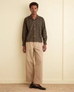Shirts<BODE Calico Wave Long Sleeve Shirt Brown