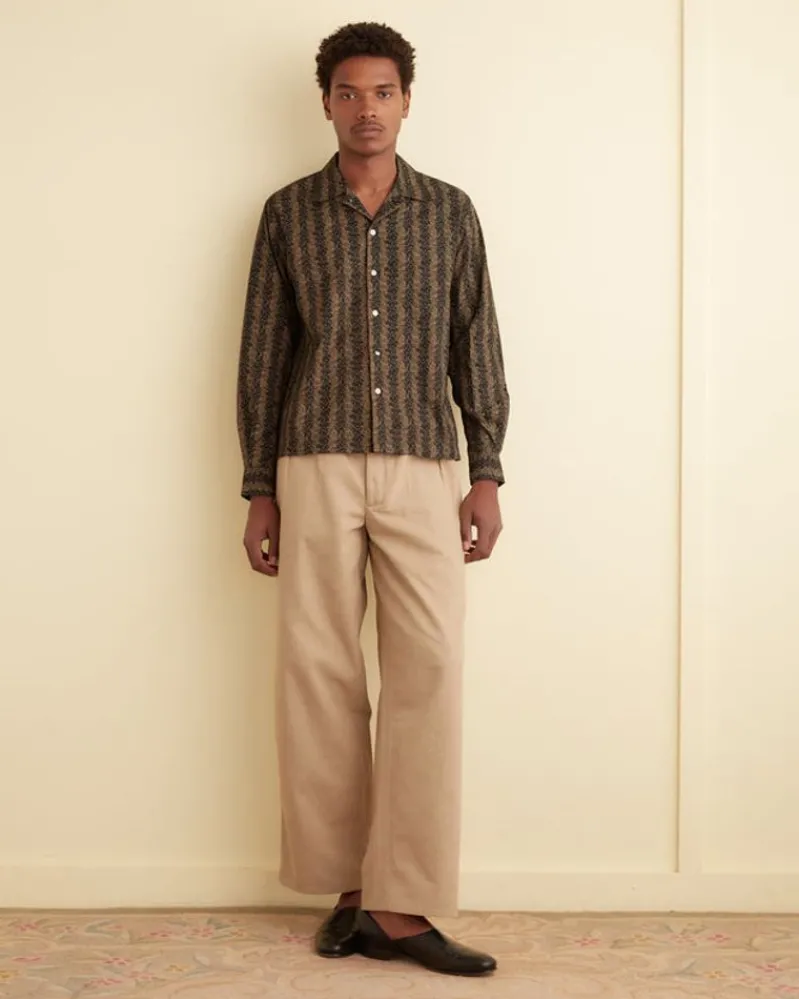 Shirts<BODE Calico Wave Long Sleeve Shirt Brown