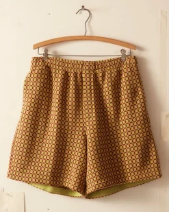 Shorts<BODE Checker Jacquard Rugby Short - Green And Maroon