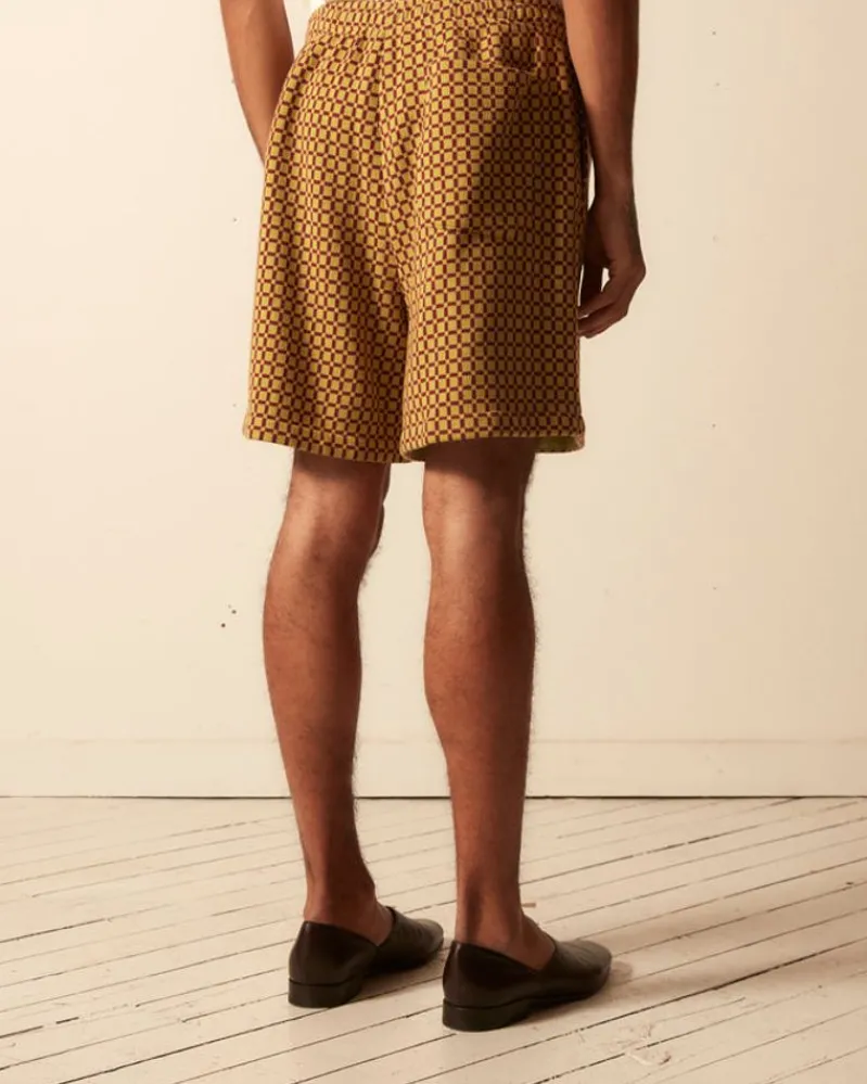Shorts<BODE Checker Jacquard Rugby Short - Green And Maroon