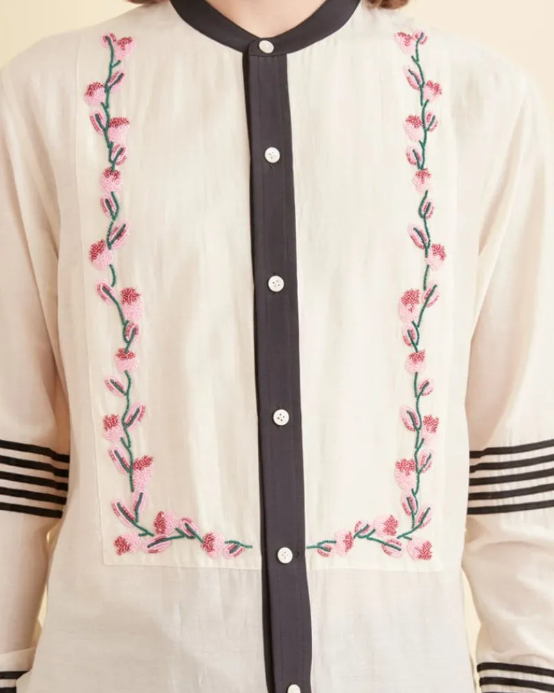 Shirts<BODE Cherry Blossom Stripe Tunic Cream