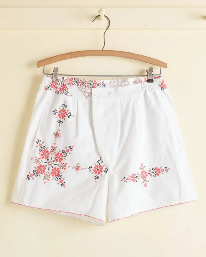 Shorts<BODE Coral Peony Boxer Shorts - S White