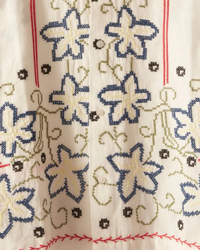 Shirts<BODE Cornflower Cross Stitch Short Sleeve Shirt