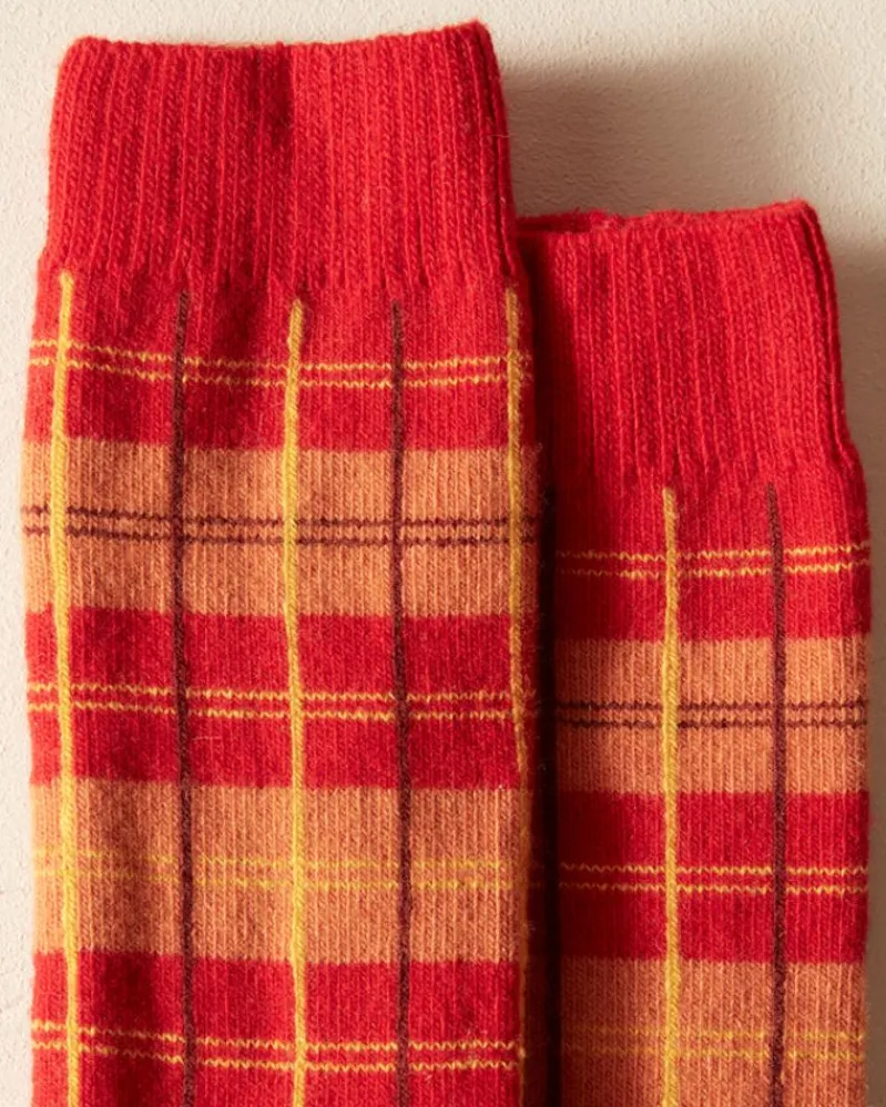 Accessories<BODE County Plaid Socks - Red Multi