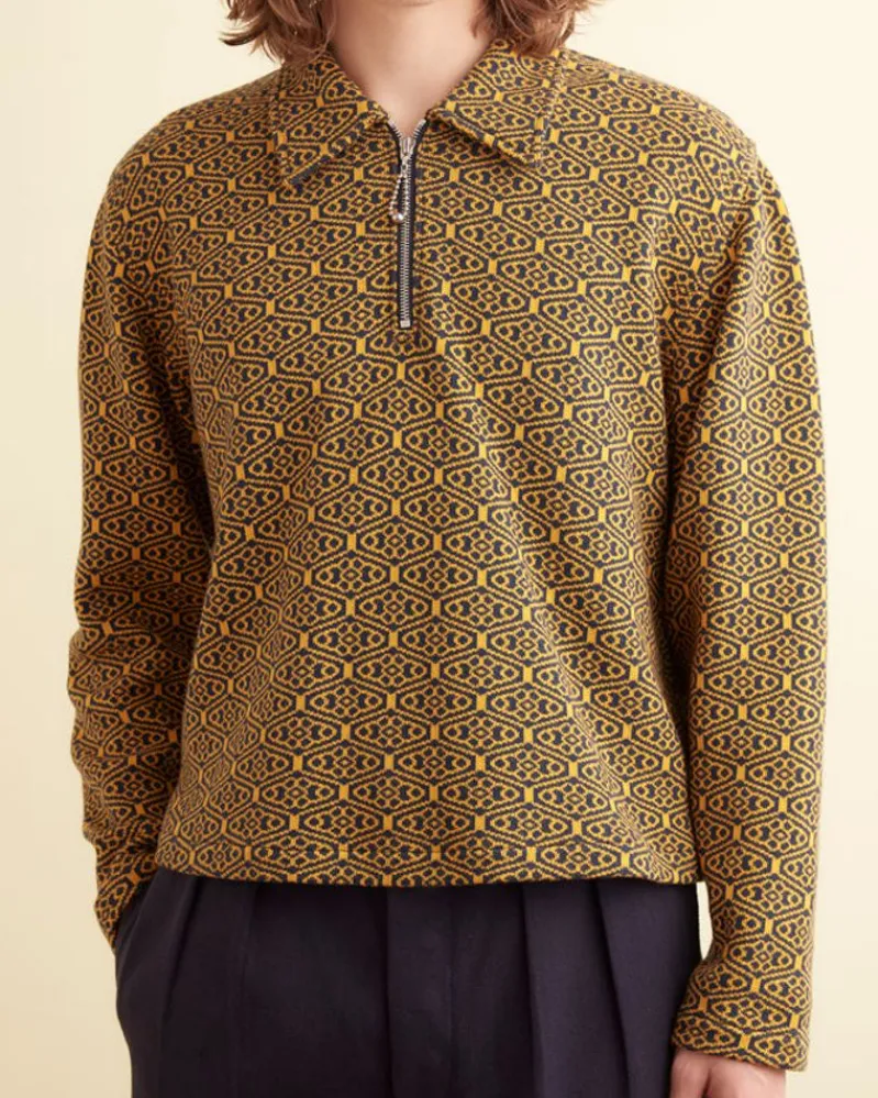 Outerwear<BODE Crescent Jacquard Quarter-Zip Gold