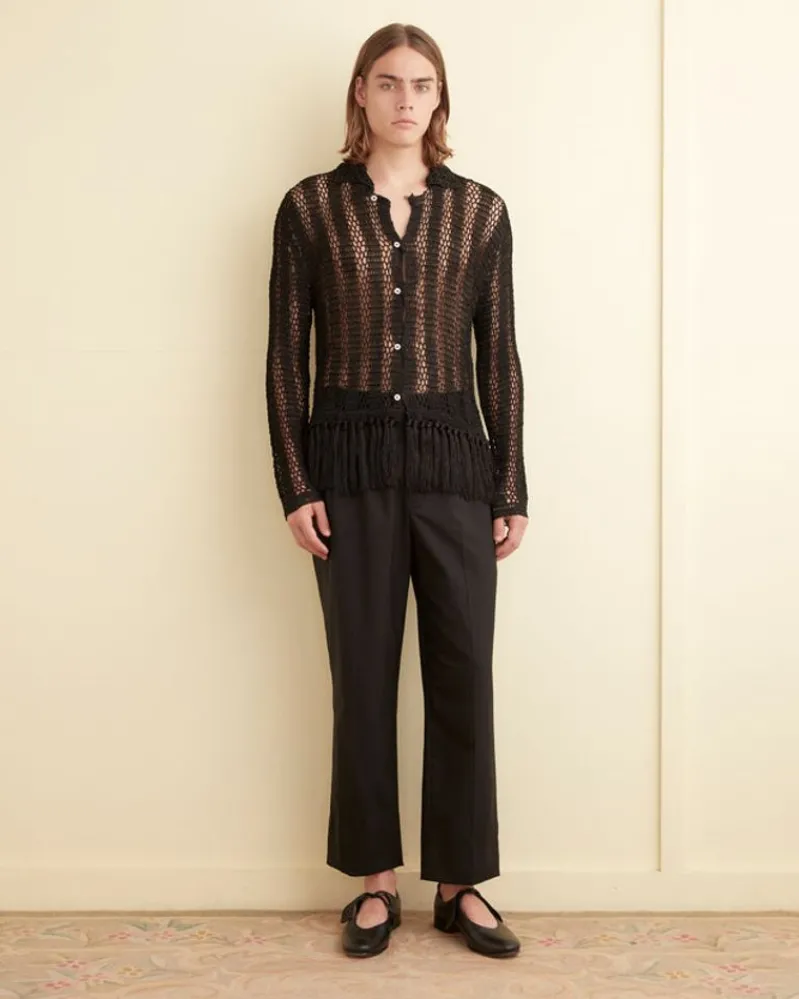 Shirts<BODE Crochet Fringe Shirt Black