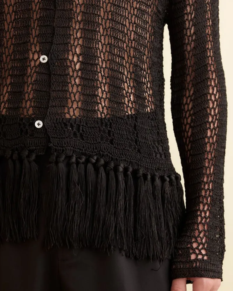 Knitwear<BODE Crochet Fringe Shirt Black