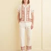 Shirts<BODE Cross-Stitched Rose Garland Short Sleeve Shirt Cream