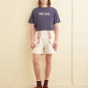 Shorts<BODE Cross-Stitched Rose Garland Shorts Cream