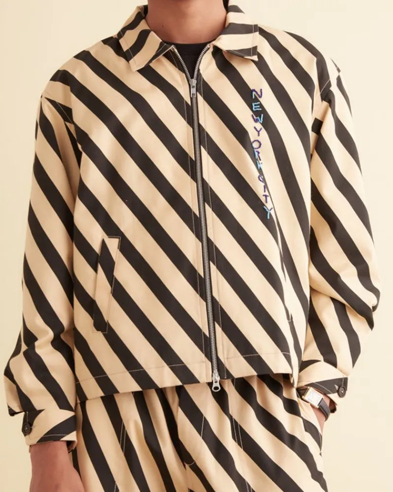 Outerwear<BODE Domino Stripe Jacket Ecru/Black