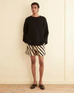 Shorts<BODE Domino Stripe Shorts Ecru/Black