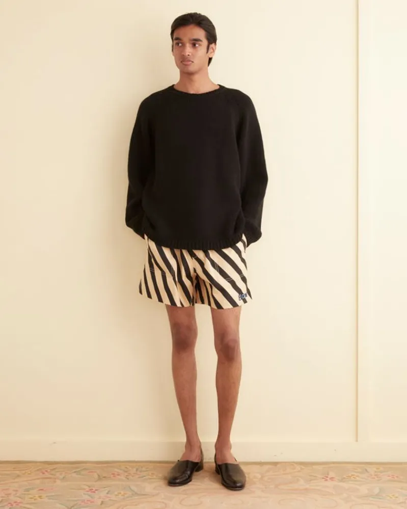 Shorts<BODE Domino Stripe Shorts Ecru/Black