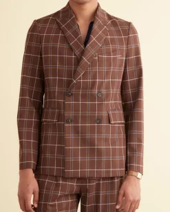 Suiting<BODE Dunham Plaid Double-Breasted Suit Jacket Brown/Multi