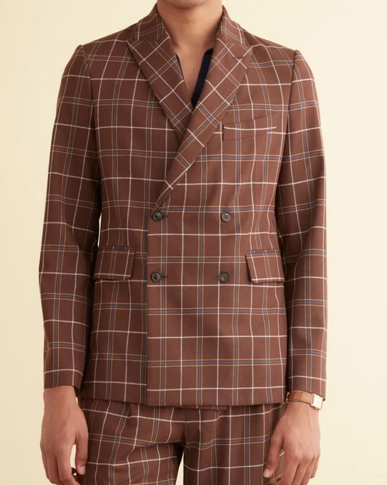 Outerwear<BODE Dunham Plaid Double-Breasted Suit Jacket Brown/Multi