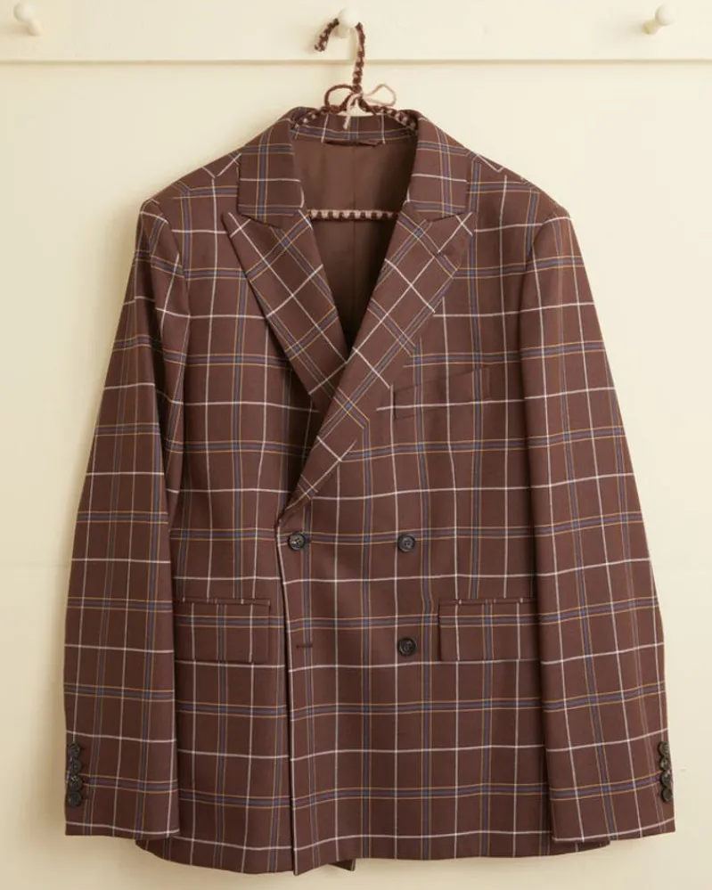 Suiting<BODE Dunham Plaid Double-Breasted Suit Jacket Brown/Multi