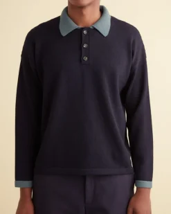 Knitwear<BODE Duotone Crepe Polo Navy