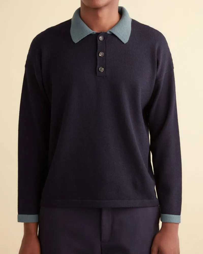 Knitwear<BODE Duotone Crepe Polo Navy